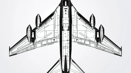 Airplane blueprint design file showing detailed technical drawing in black and white