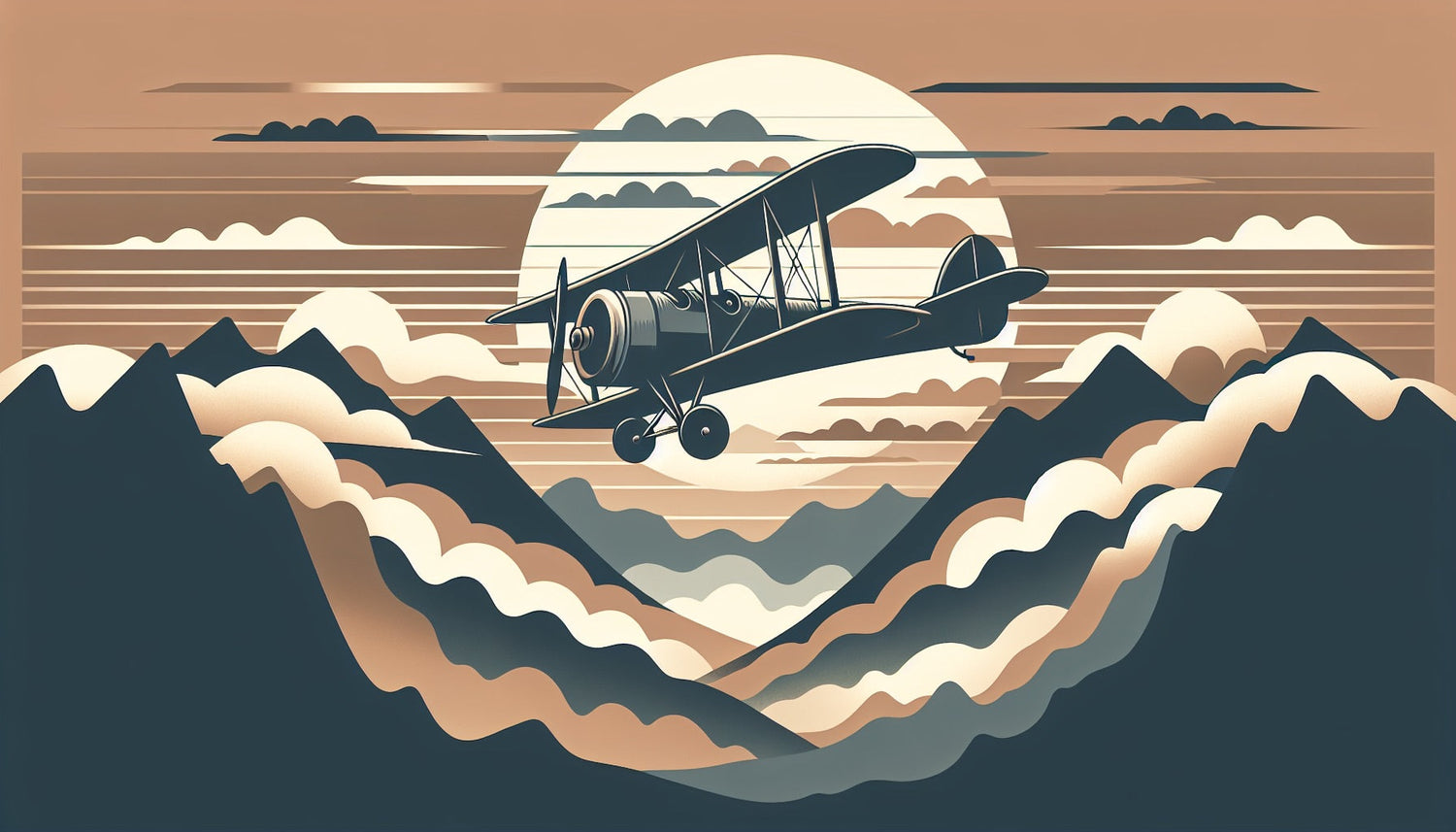 Art deco aviation wallpaper design file showing vintage biplane and geometric patterns