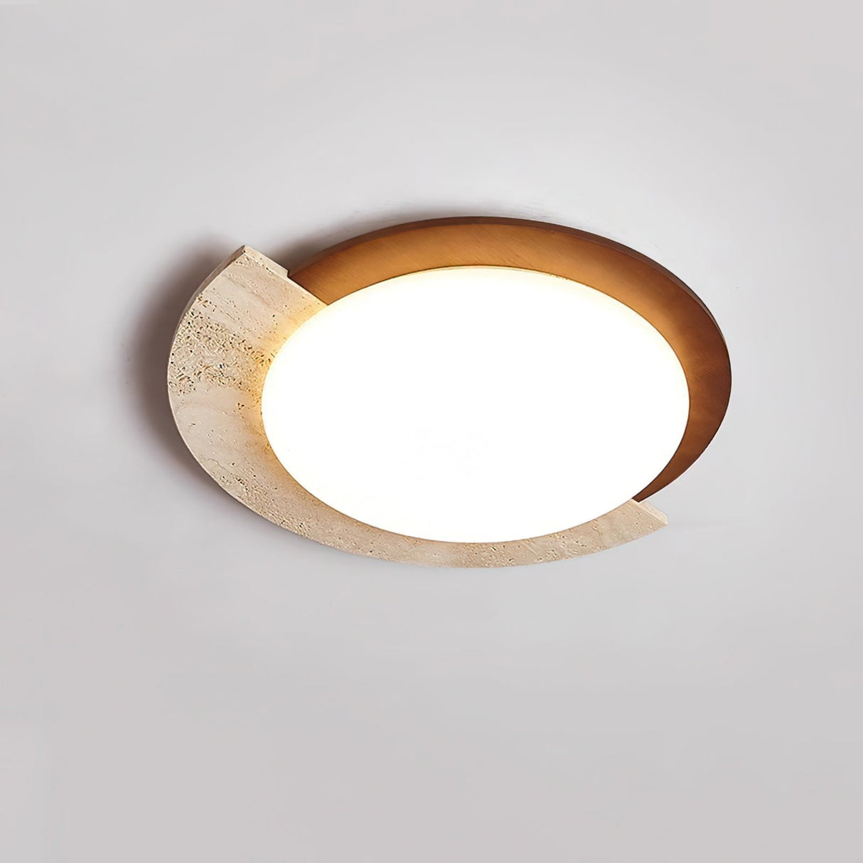 Modern Travertine Ceiling Light Oval Wood Acrylic Design - Product detail 4
