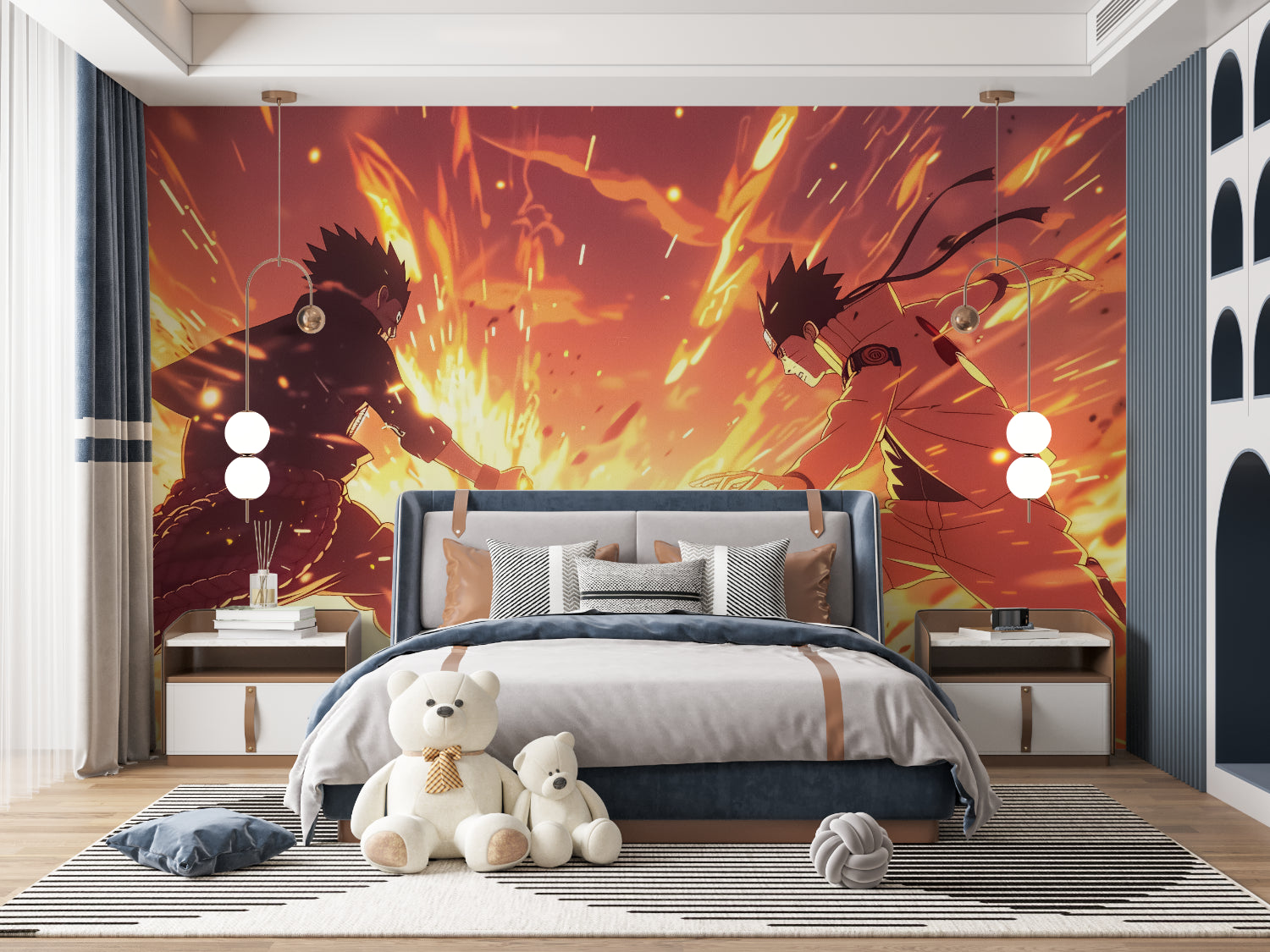 Epic anime battle scene bringing excitement to a collector's room