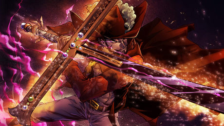 Fantasy Warrior Anime design file showing detailed purple and gold pattern artwork