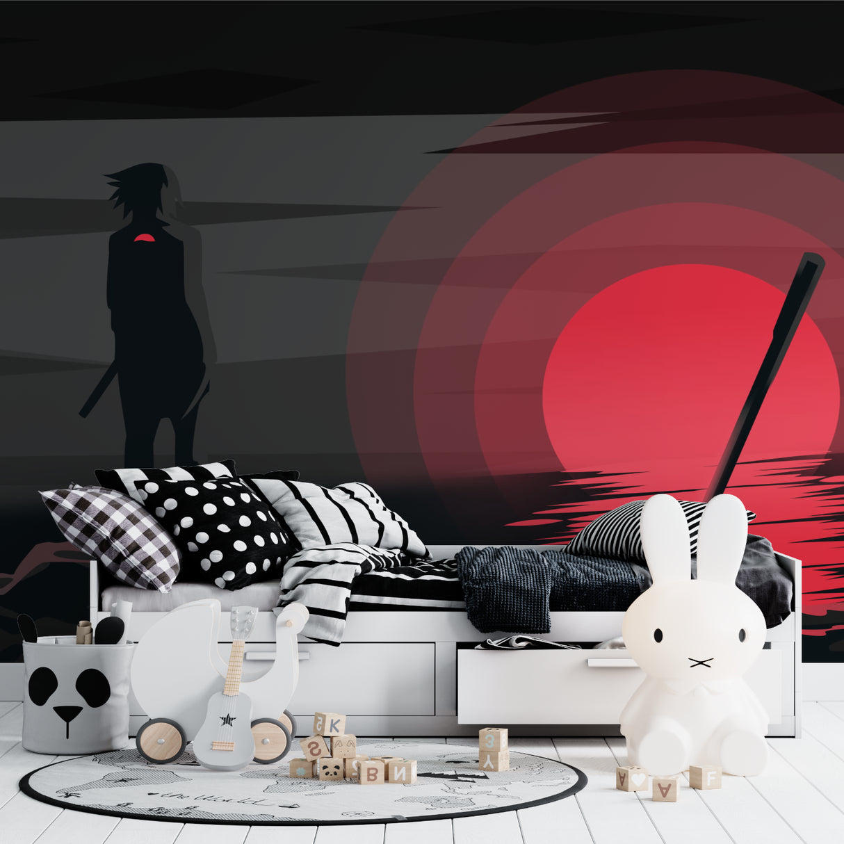 Minimalist samurai design enhancing contemporary dining room