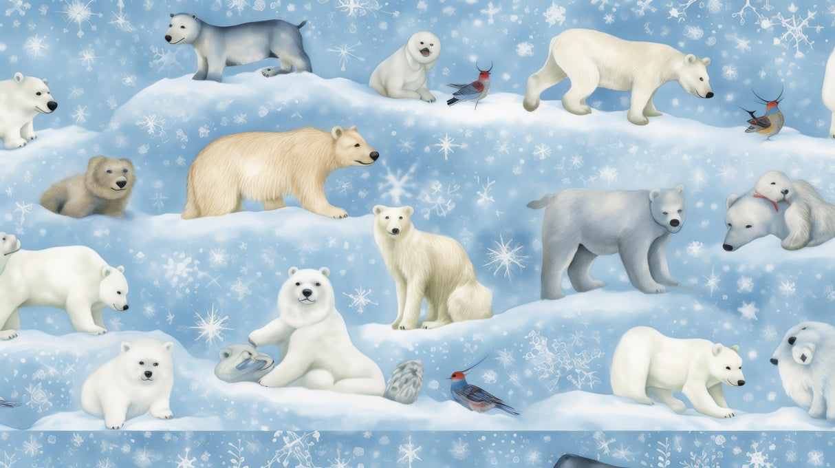 Polar bear and arctic animals design file showing detailed winter wonderland pattern