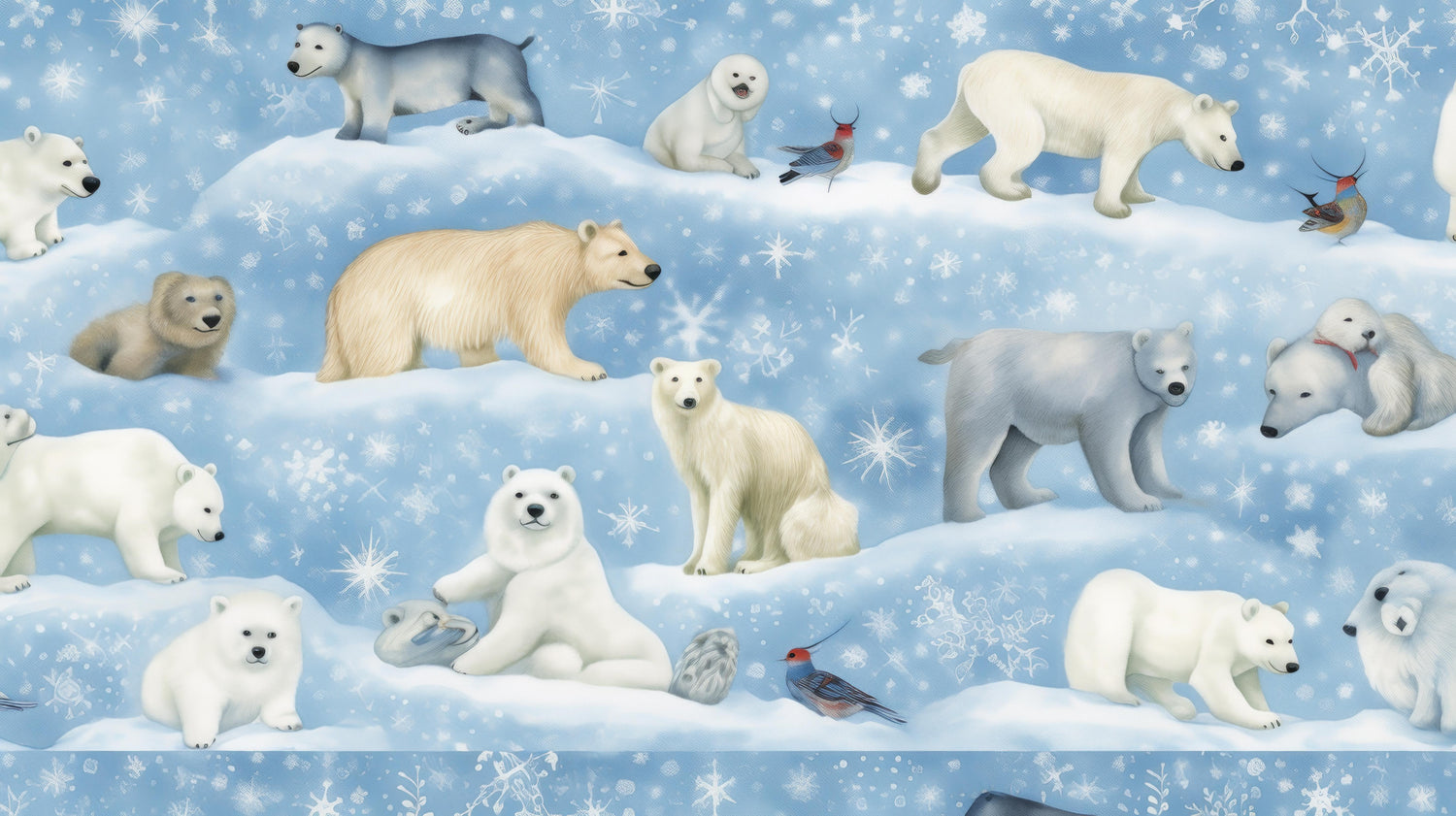 Polar bear and arctic animals design file showing detailed winter wonderland pattern