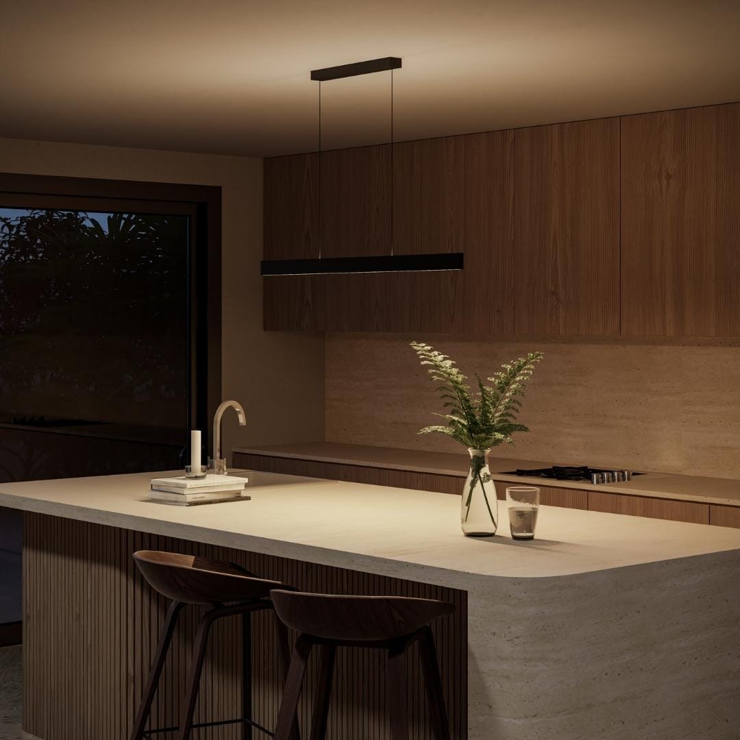 Modern LED Linear Pendant Minimalist Black Aluminum Bar Light - Detailed view