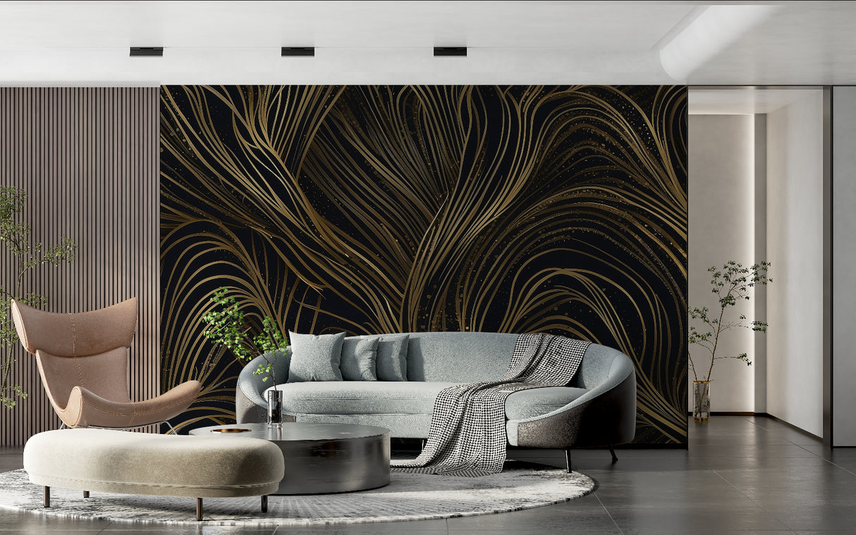 Art deco wall mural showcased in upscale hotel lobby