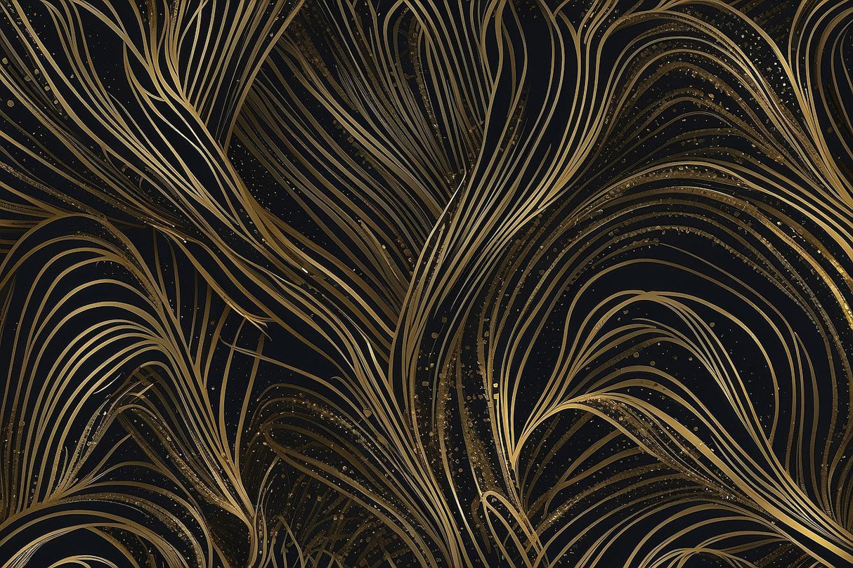 Black and gold art deco wallpaper design file showing curved pattern detail