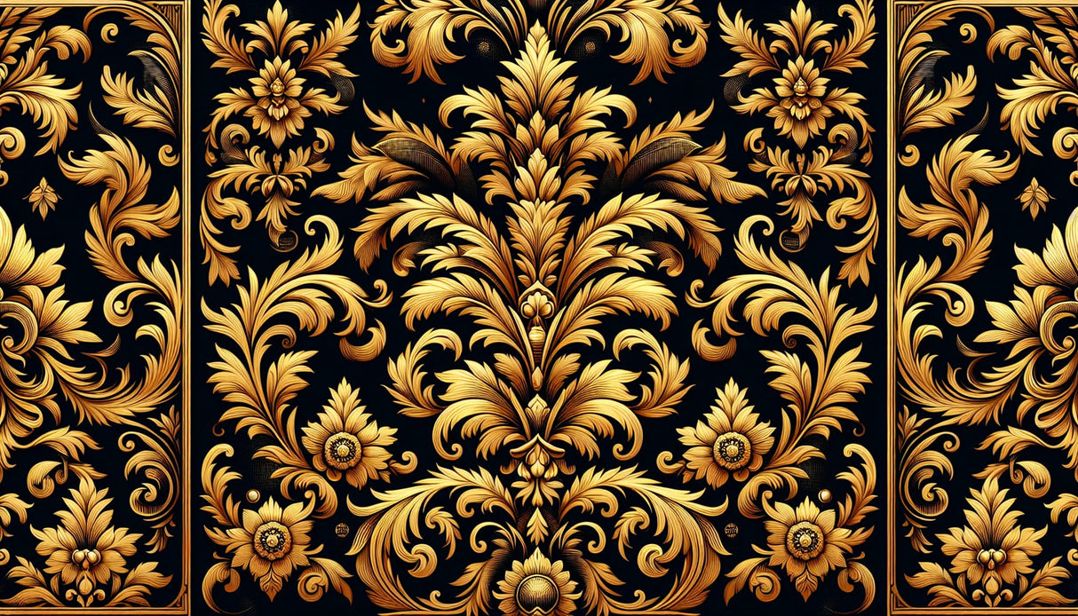 Black and gold damask pattern design file showing intricate baroque details