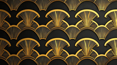 Art deco black and gold fan pattern design file showing intricate geometric details