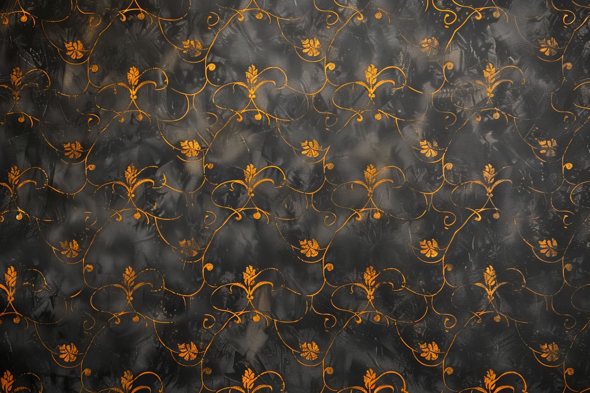 Black and gold art deco floral pattern design file showing intricate details