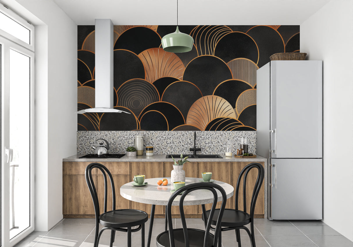 Art deco geometric pattern adding elegance to home office space