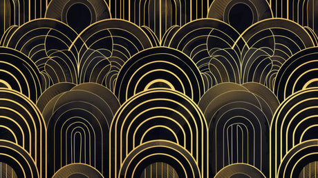 Art deco geometric arches design file showing intricate black and gold pattern