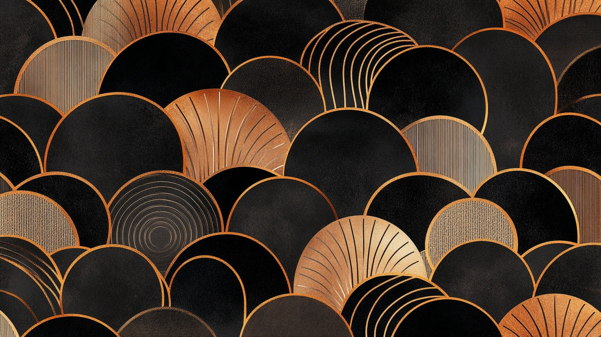 Art deco black and gold geometric arches design file showing intricate pattern details