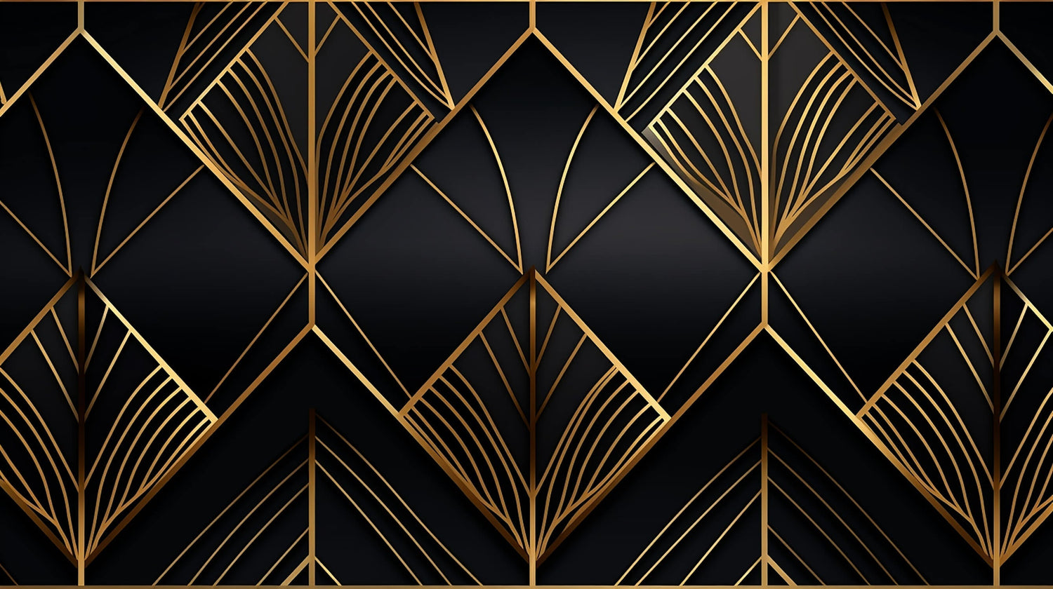 Art deco geometric pattern design file showing intricate black and gold details