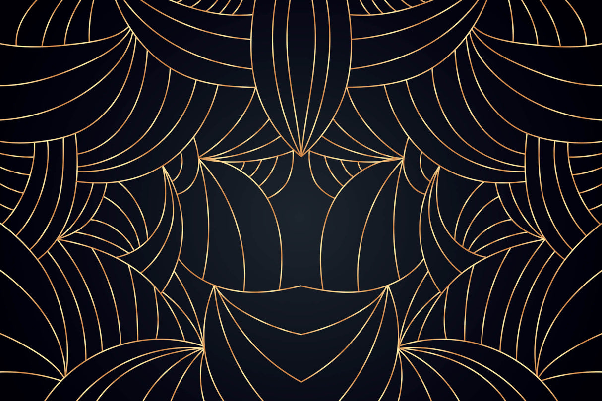 Art deco geometric pattern design file showing intricate black and gold details