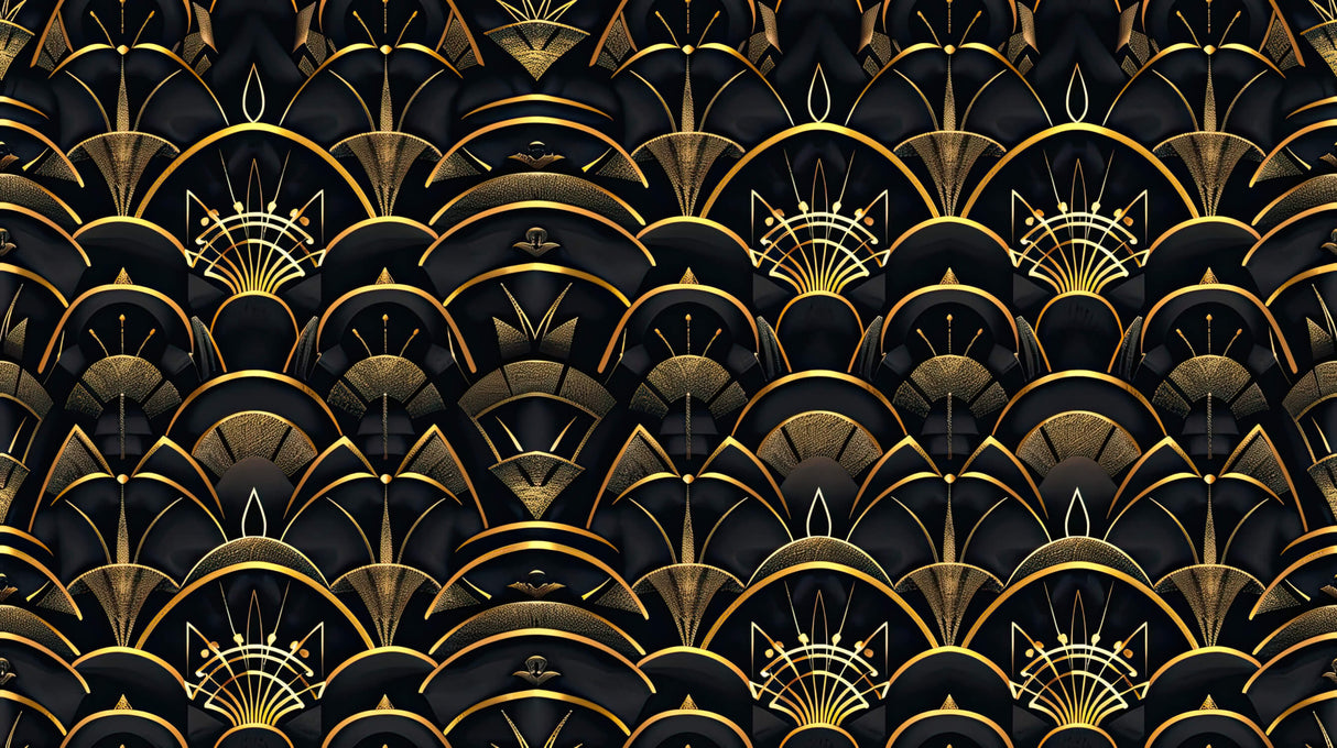 Art deco geometric pattern design file showing intricate black and gold details