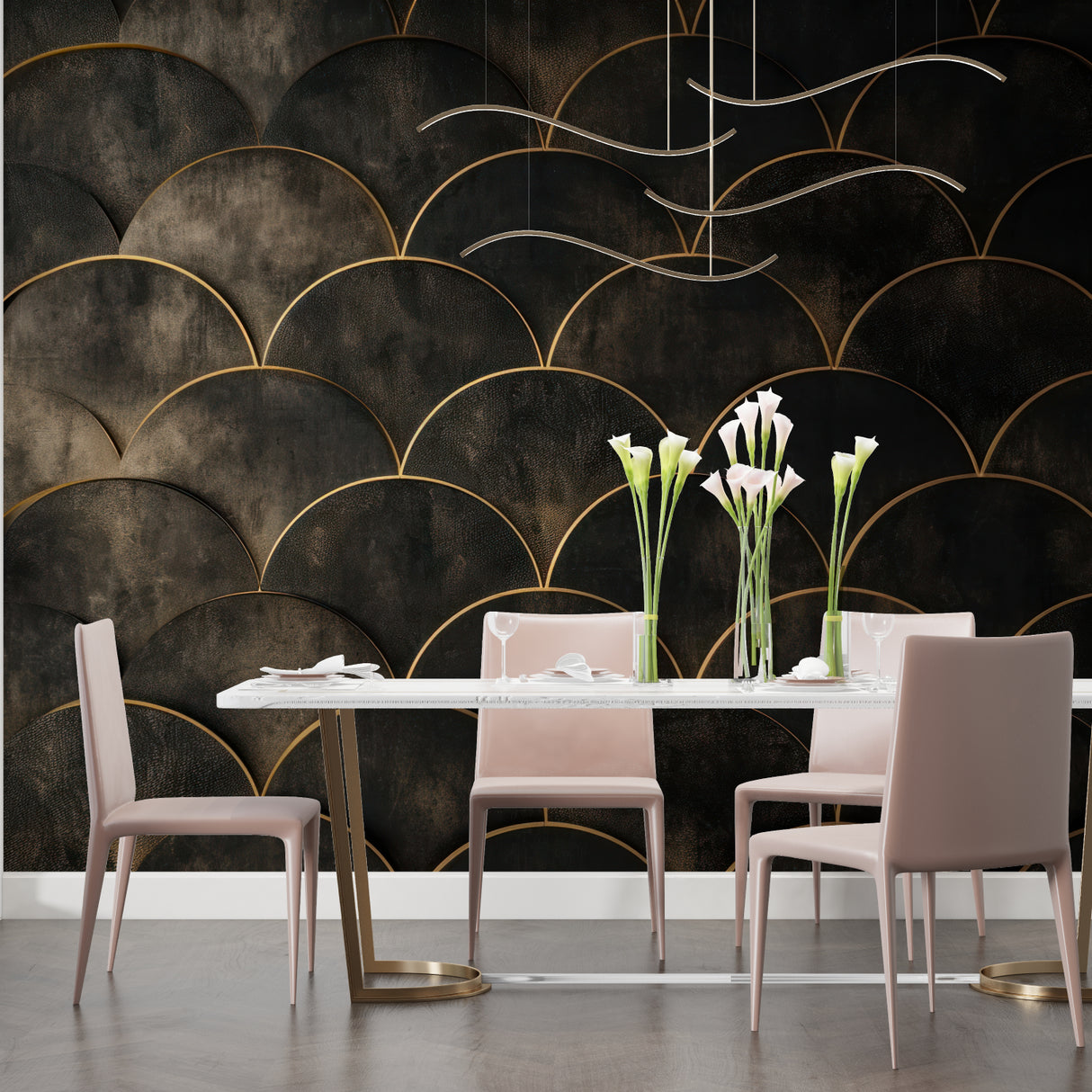 Art deco wall mural bringing elegance to hotel lobby entrance