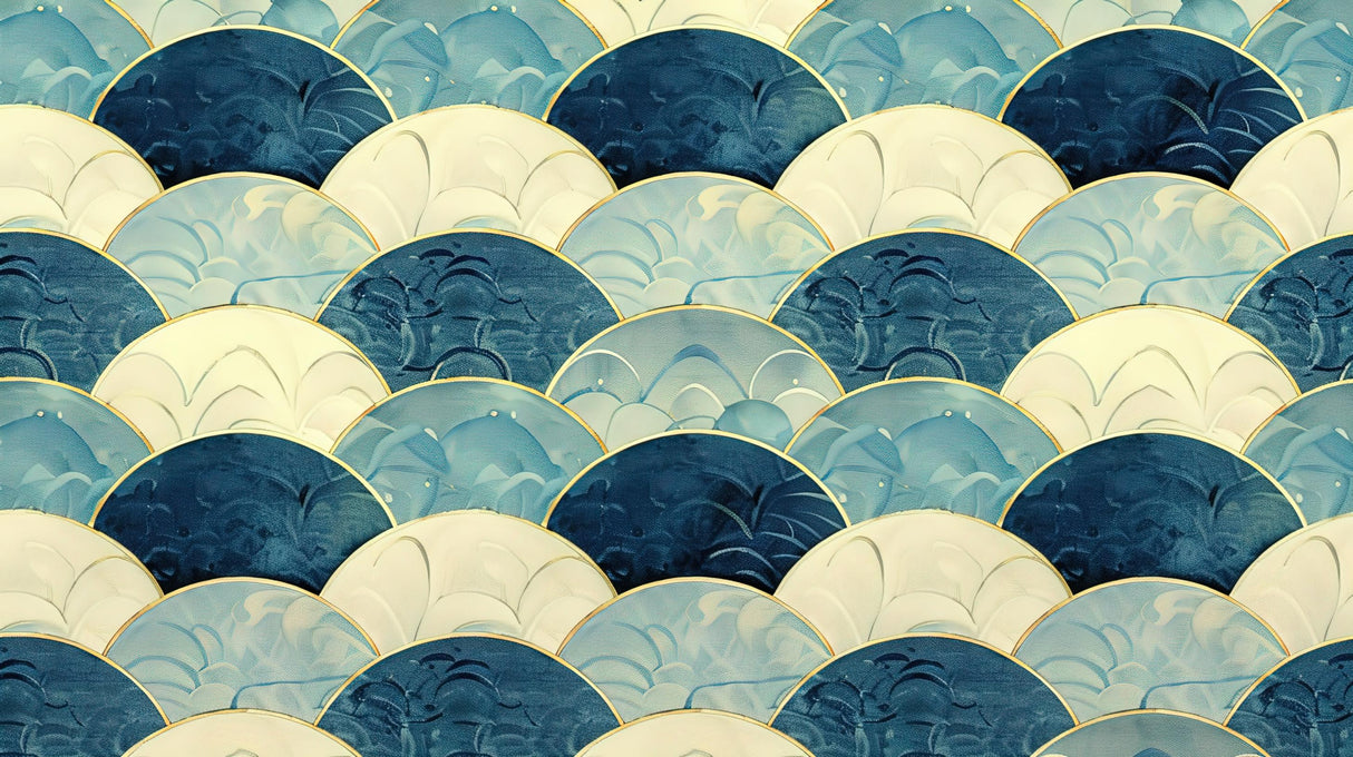 Japanese wave pattern design file showing intricate blue and gold art deco details