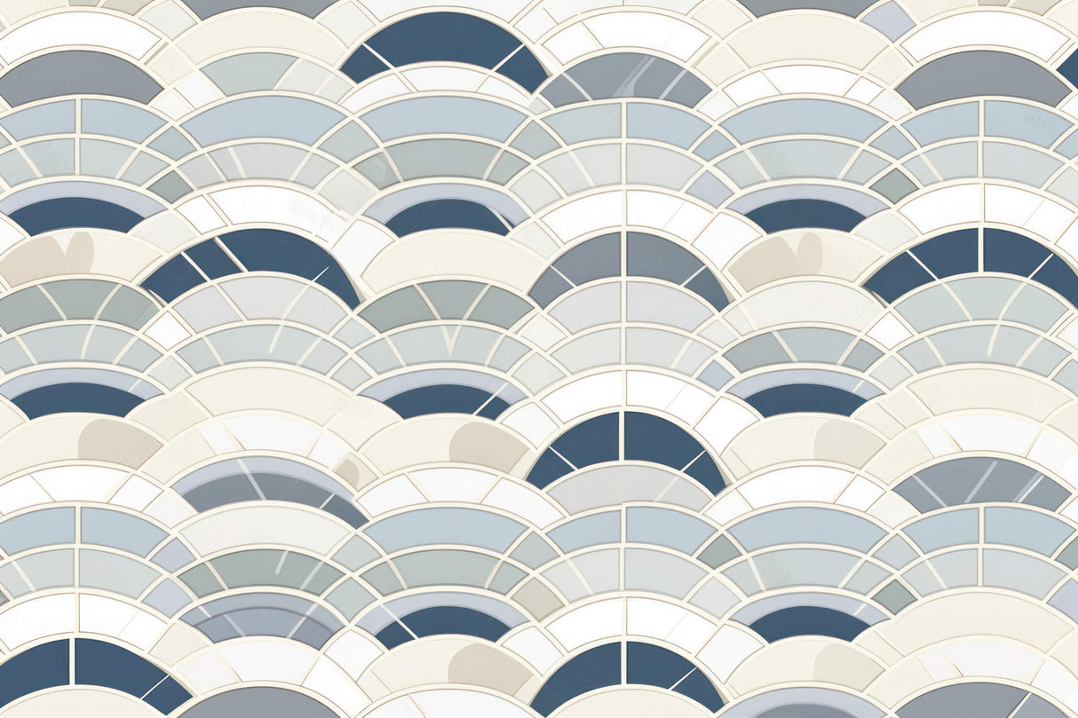 Blue geometric wave pattern design file showing intricate Art Deco details