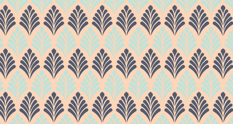 Art deco geometric fan pattern design file showing seamless beige and blue motif