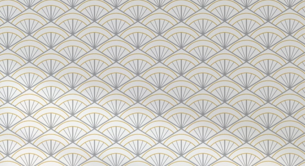 Art deco fan pattern design file showing detailed geometric gold and grey wallpaper pattern