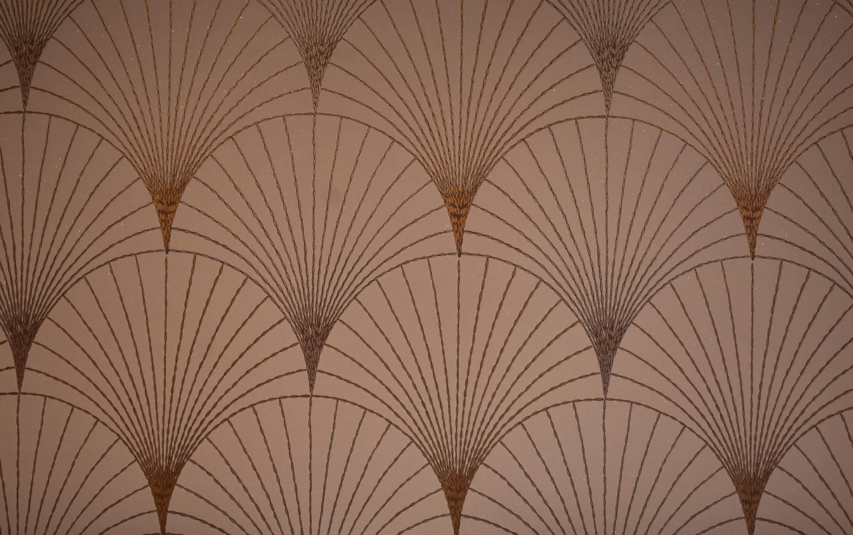 Art deco fan pattern design file showing intricate geometric details in terracotta and beige