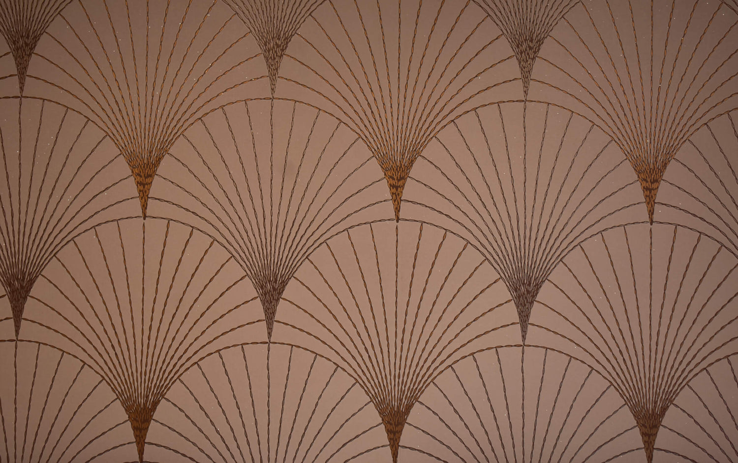 Art deco fan pattern design file showing intricate geometric details in terracotta and beige