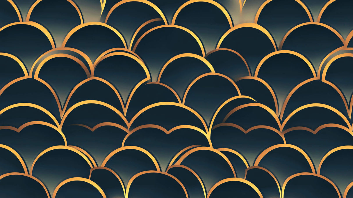Art deco geometric pattern design file showing gold arches on navy background