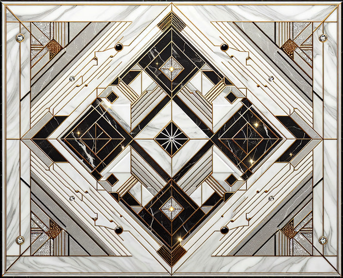 Art deco geometric marble and gold design file showing intricate pattern details