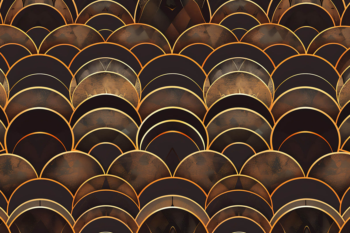 Gold geometric scallop pattern design file showing intricate details and metallic finishes