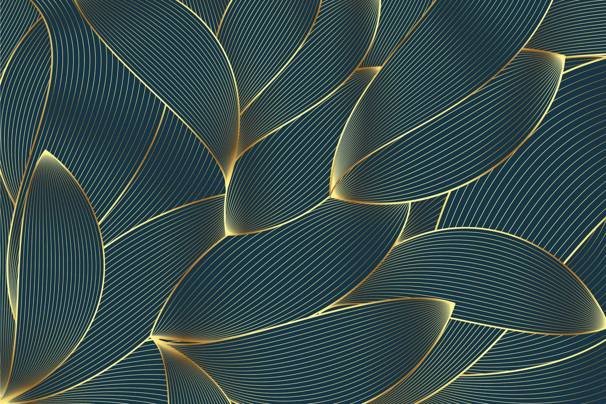 Art deco wallpaper design file showing gold linear pattern on petrol blue background
