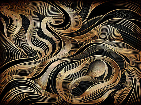 Art deco gold wave abstract design file showing intricate pattern detail and metallic finish