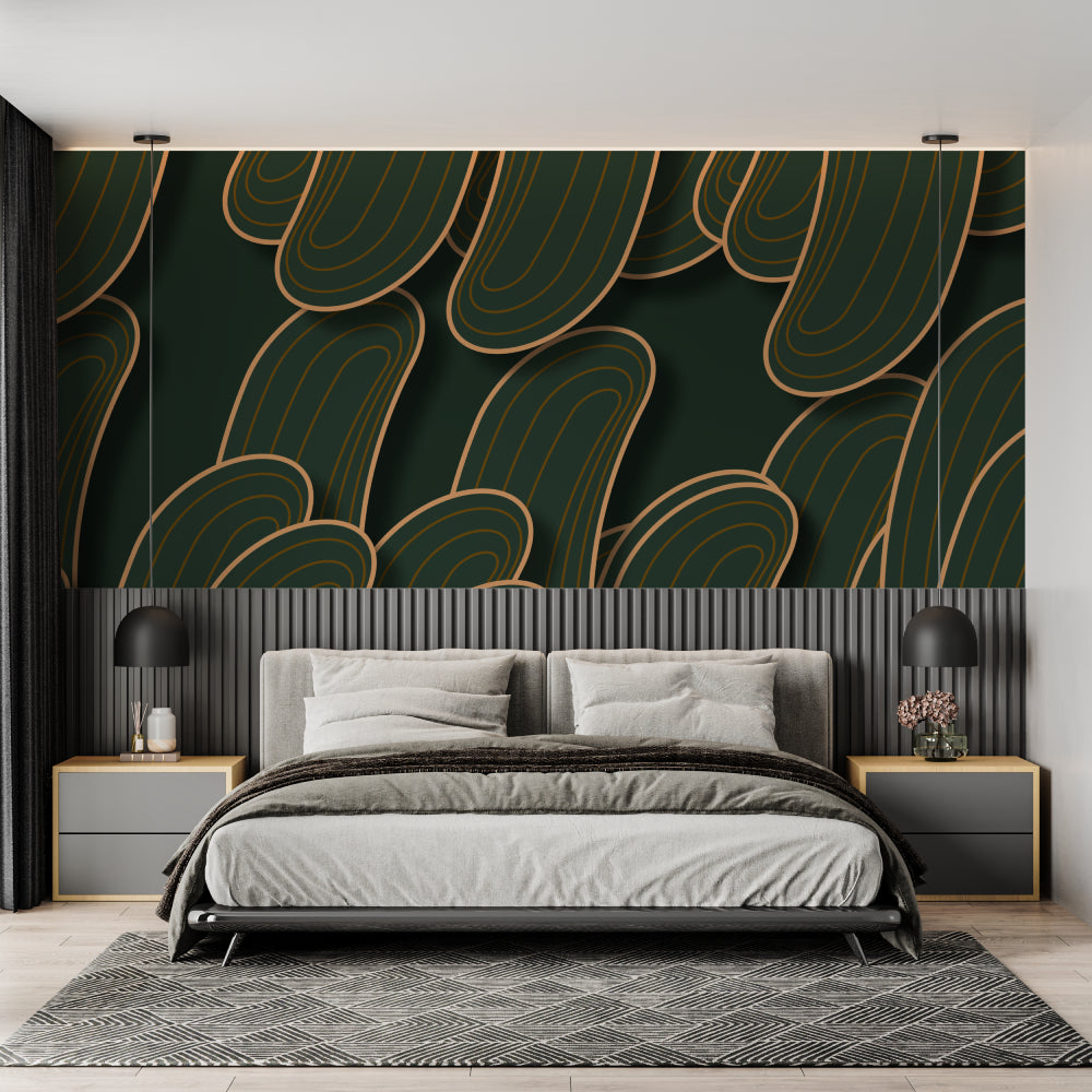 Art deco wallpaper making statement in modern living room