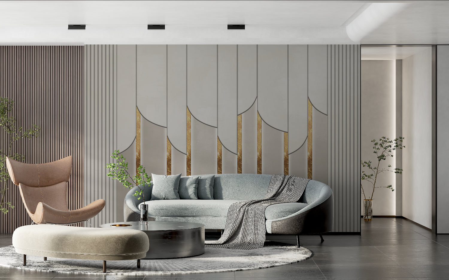 Art deco wall design showcased in upscale restaurant interior