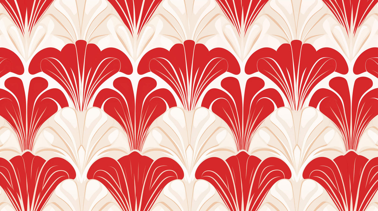 Art Deco red fan pattern design file showing detailed geometric motifs