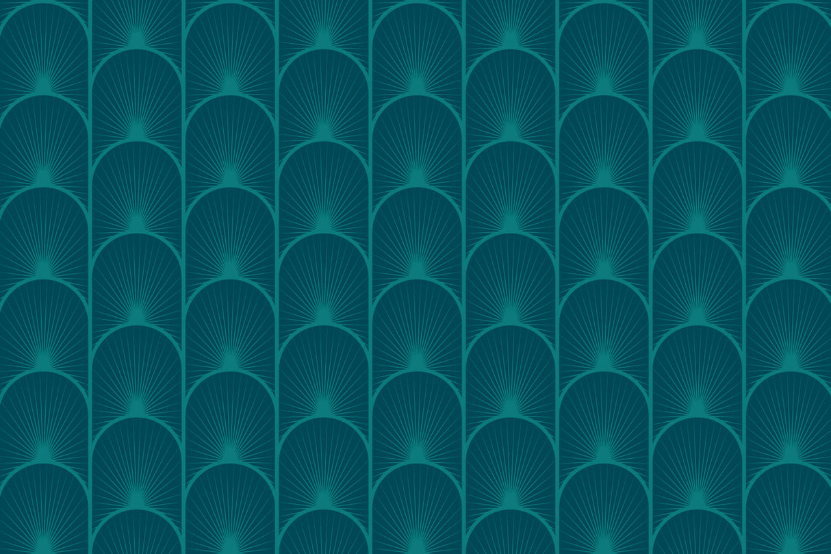 Teal art deco fan pattern design file showing intricate geometric details