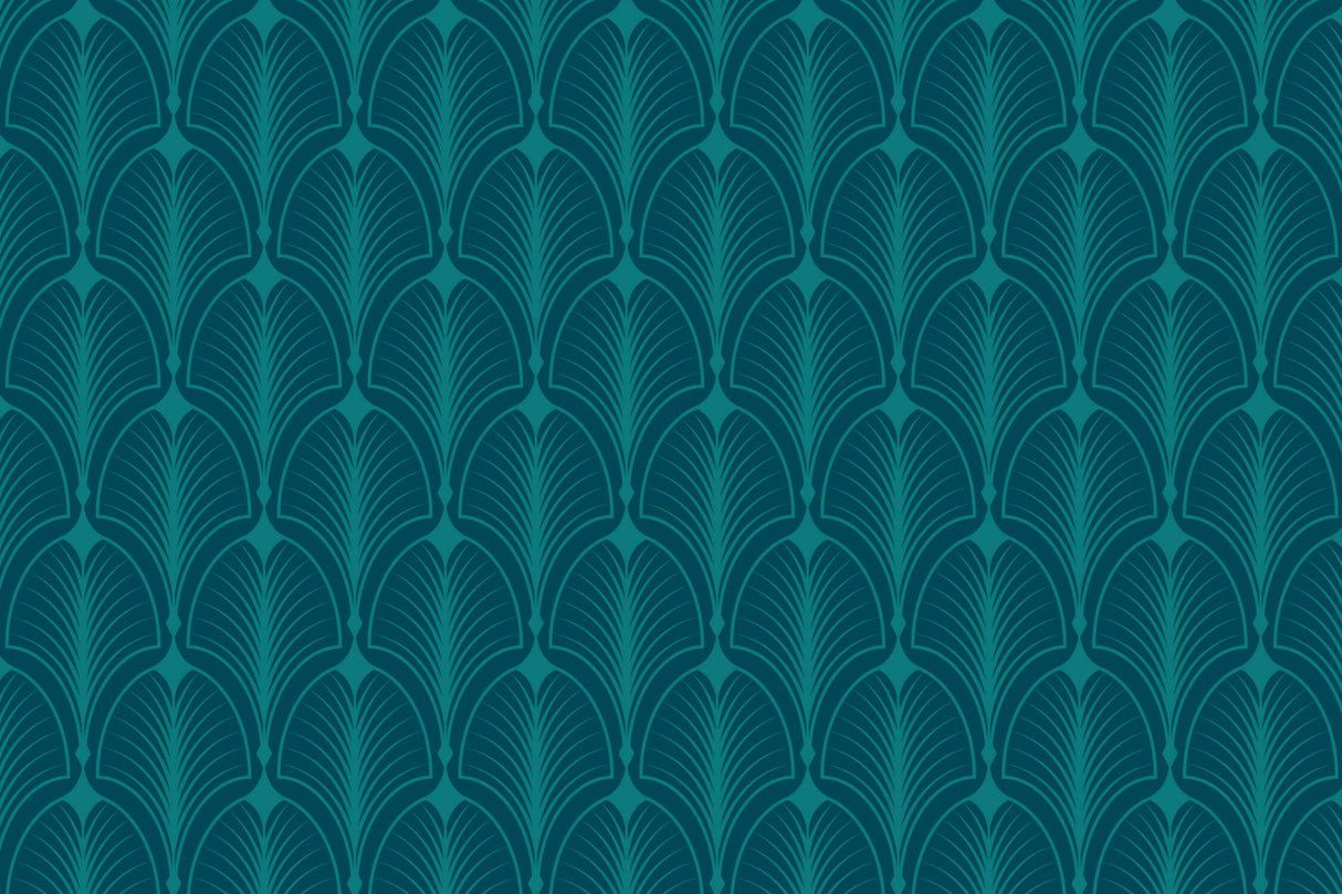 Art deco fan pattern design file showing detailed teal geometric motif