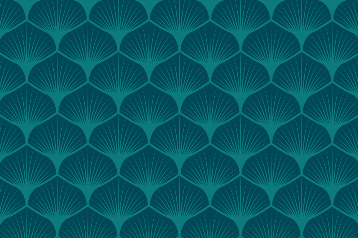 Art deco ginkgo pattern design file showing detailed teal fan motif