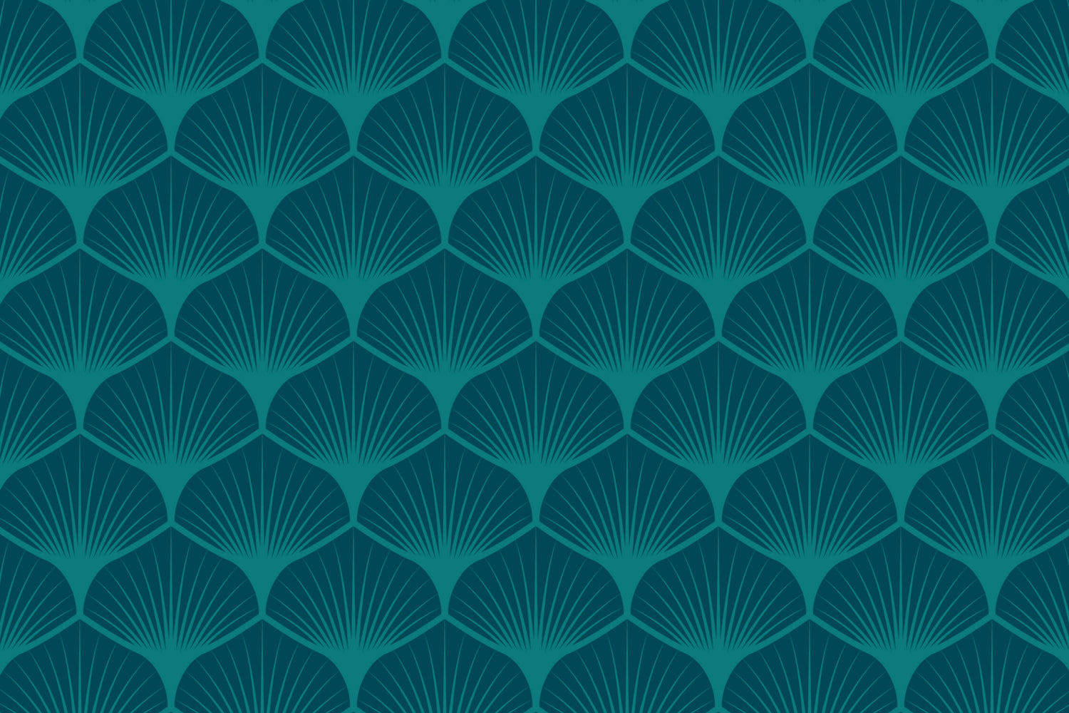 Art deco ginkgo pattern design file showing detailed teal fan motif