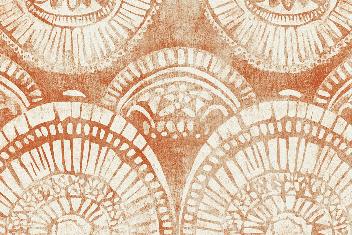 Art deco geometric fan pattern design file showing intricate details and warm terracotta tones