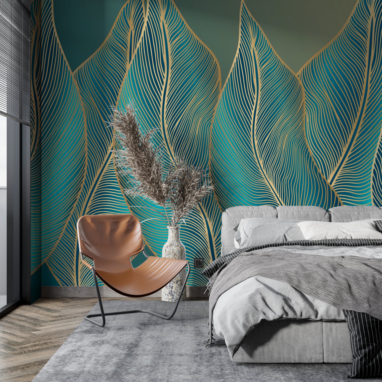 Art deco inspired wallpaper making statement in entrance hall