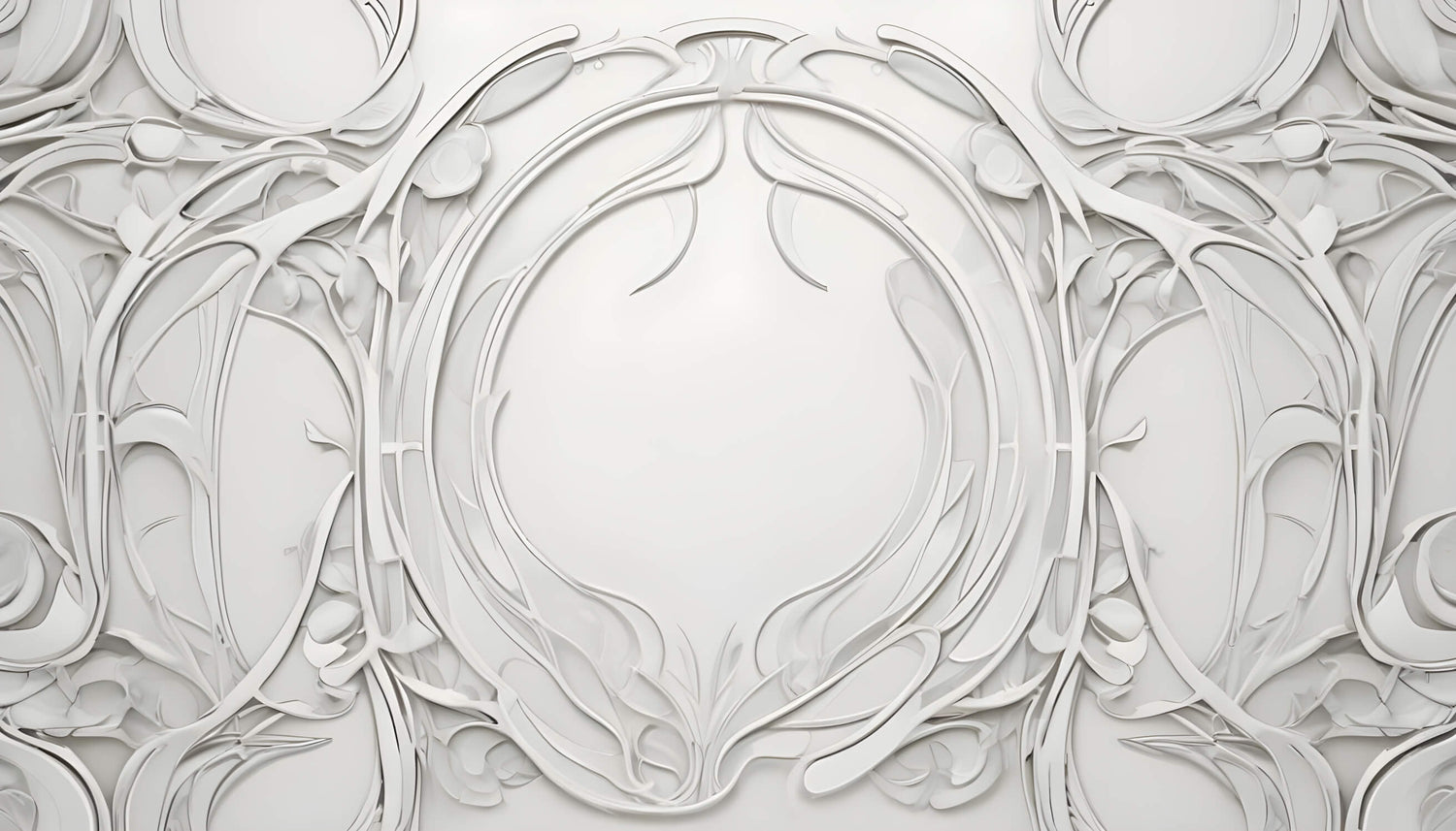 Art Nouveau white relief pattern design file showing detailed medallion and organic motifs