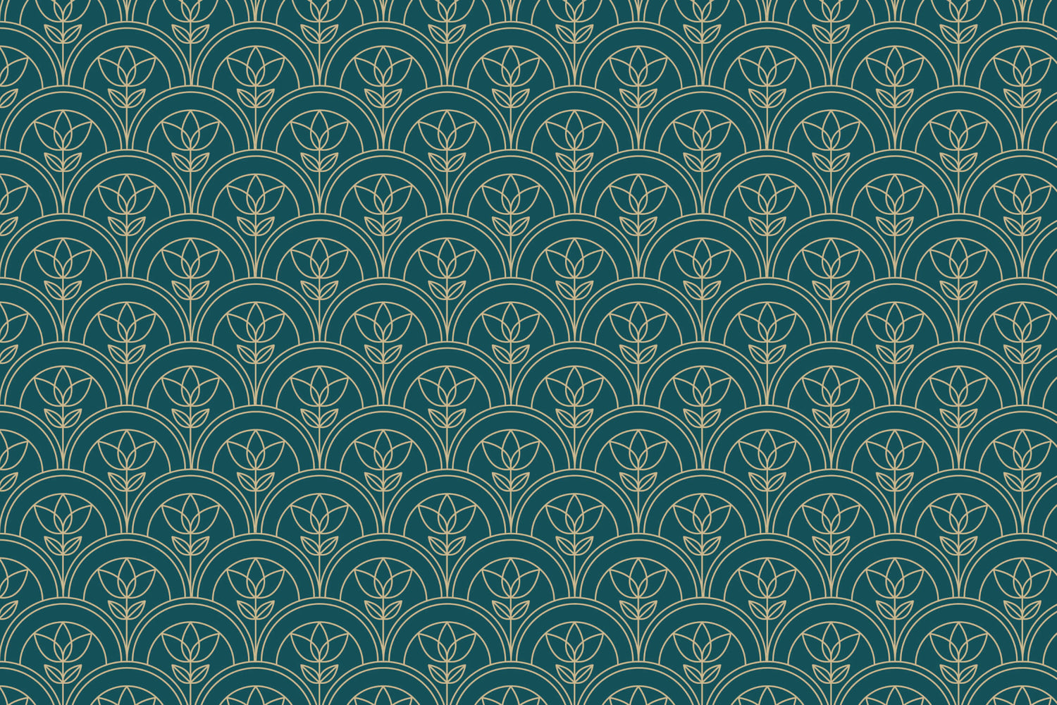 Art Nouveau floral pattern design file showing intricate emerald green and gold details
