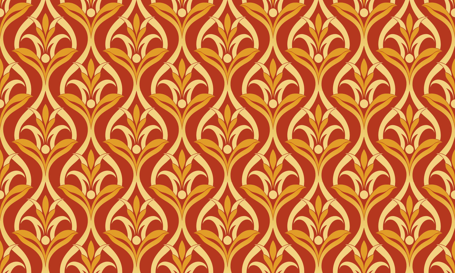Art nouveau floral pattern design file showing intricate terracotta and gold details