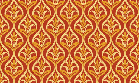 Art nouveau floral pattern design file showing intricate terracotta and gold details
