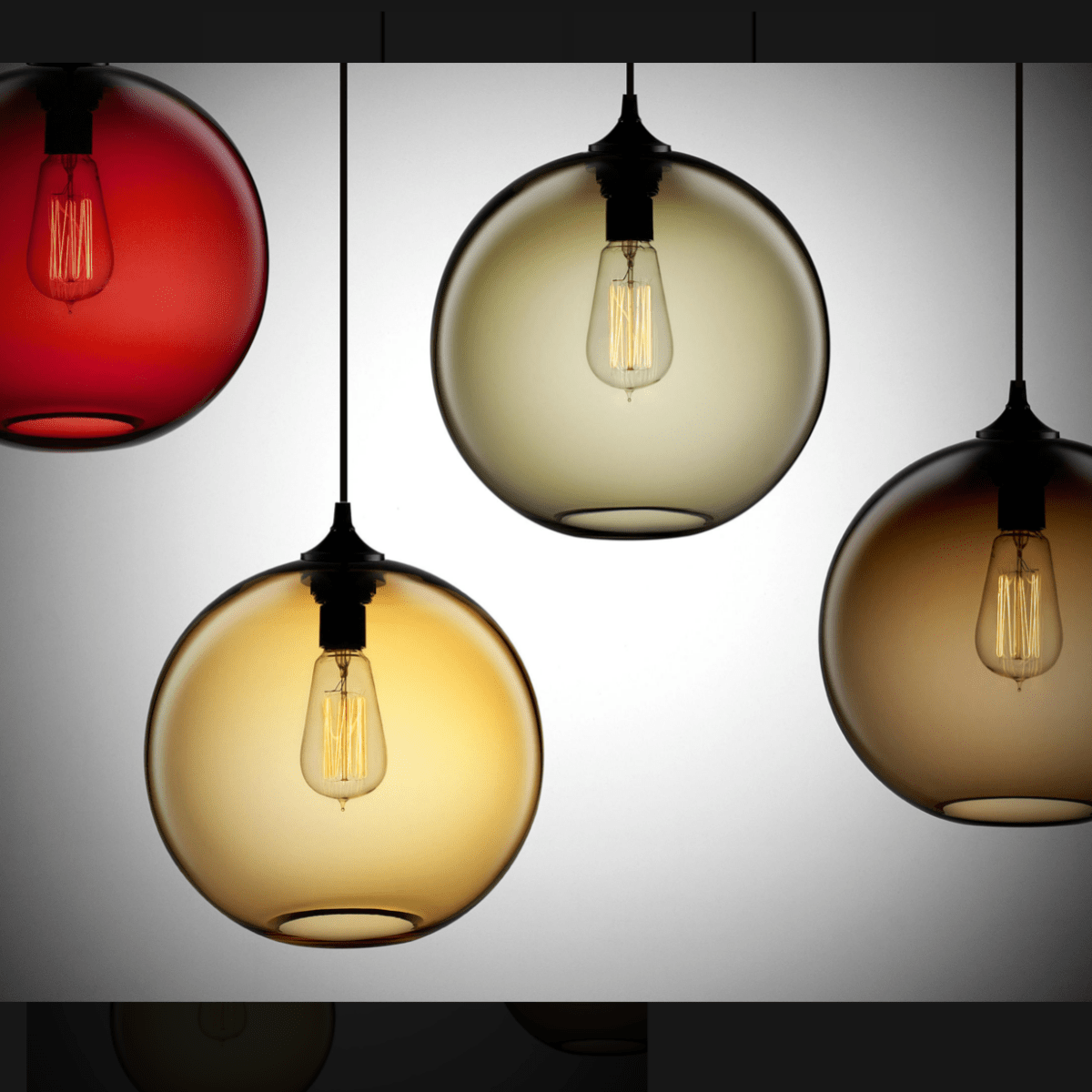 Modern Glass Pendant Light Colored Globe Shade Collection - Product example