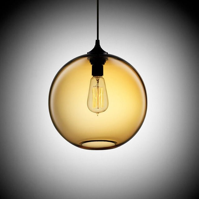 Modern Glass Pendant Light Colored Globe Shade Collection - Product detail 6