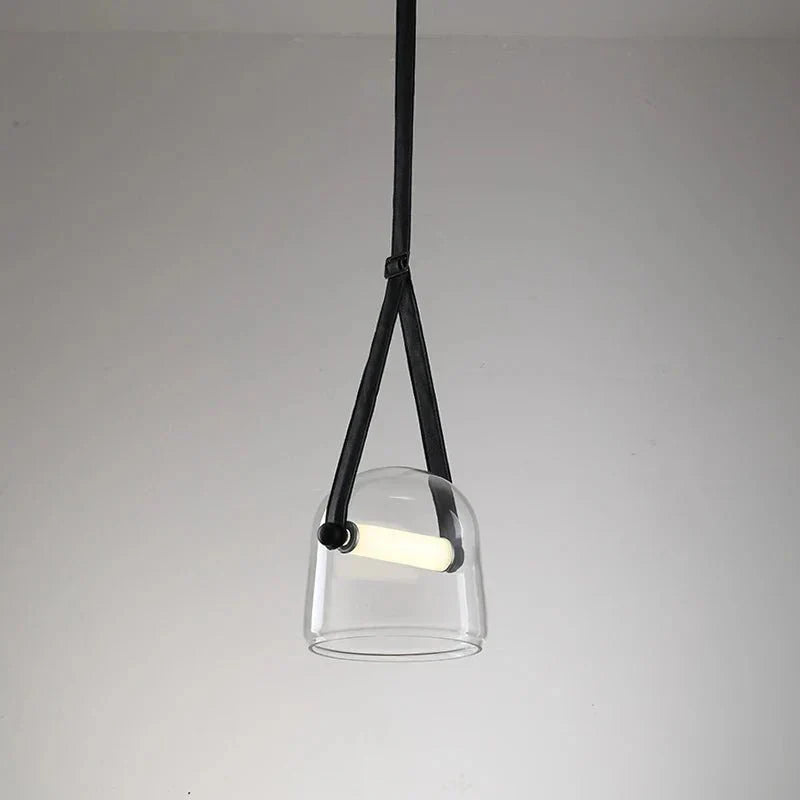 Modern Glass Pendant Light Sleek Black with Accent Strip - Product detail 11