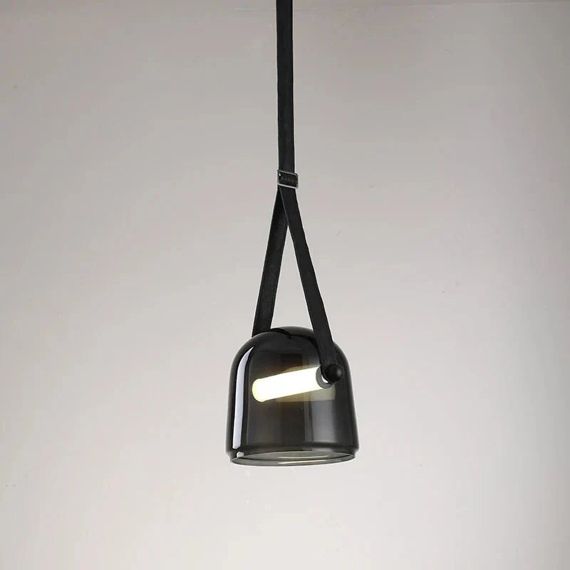 Modern Glass Pendant Light Sleek Black with Accent Strip - Product detail 8