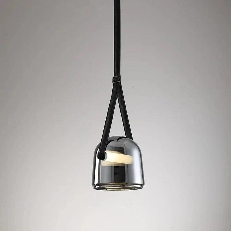 Modern Glass Pendant Light Sleek Black with Accent Strip - Product detail 9